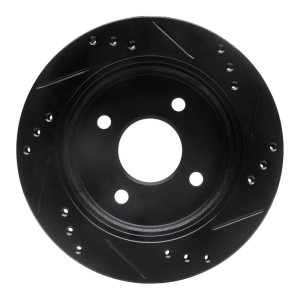 Ford Contour Brake Rotor (1) - Rear Left - R1 Concepts - Drilled & Slotted - Black - `95-`04